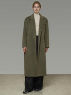 unspoken Sculpted 3D Tailoring Relaxed Minimal Commuter Office Dark Green Wool Coats