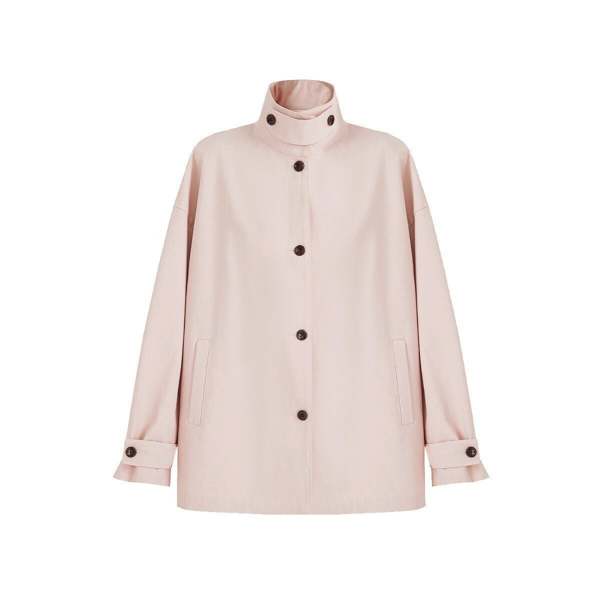 fano_Pure_Cotton_Relaxed_Commuter_Stand_Collar_Midlength_Peach_Pink_Trench_Coats_MISSTT
