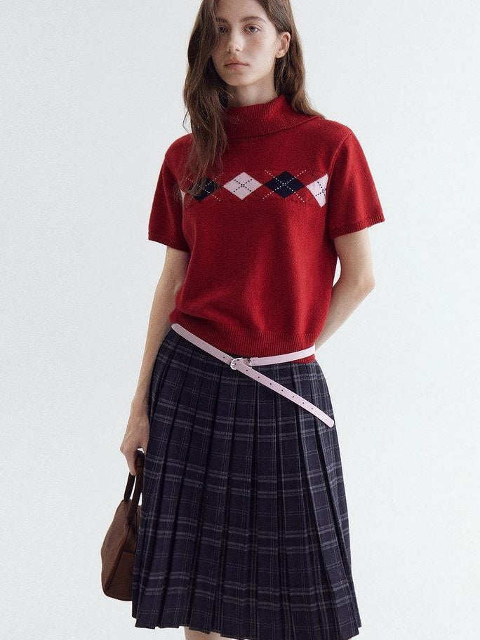 fano Pure Cotton Pleated A Line Mid Rise Classic Workwear Women Midi Skirts