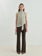 someonesometimes Versatile Viscose Blend Slim Lettuce Edge Camisole Cardamom Green Tank Tops