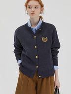 fano Wool Blend Straight Cut Commuter Round Neck Short Solid Knit Cardigans