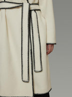 unspoken Thick Hooded Oversized Mid Length Tie Belt Minimalist Commuter White Wool Coats