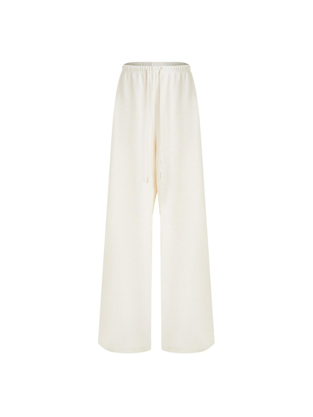 unspoken Soft Breathable Cotton High Waist Drawstring Minimalist Office Wide Leg Pants