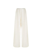 unspoken Soft Breathable Cotton High Waist Drawstring Minimalist Office Wide Leg Pants