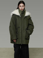 unspoken 90% White Duck Down Warm Midlength Stand Collar Women Army Green Down Jackets