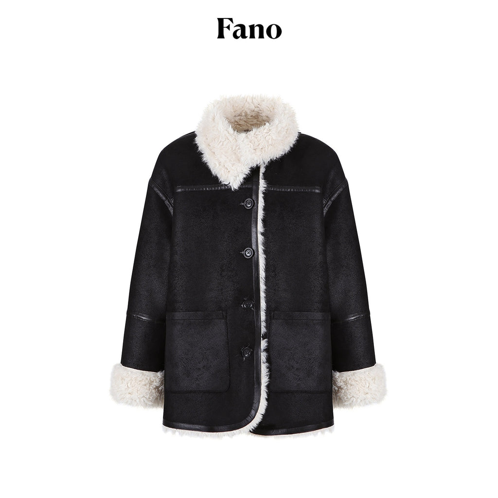 fano_Contrast_Color_Trim_Casual_Loose_Fit_Lapel_Collar_Women_Daily_Black_Short_Coat_MISSTT