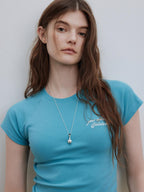 Lofi choose Loose Fit Round Neck Commuter Office Red Blue Short Sleeve T-Shirts