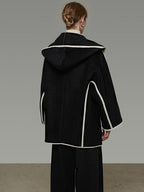 unspoken Premium Wool Alpaca Blend Straight Tailored Office Notch Lapel Black Wool Coats