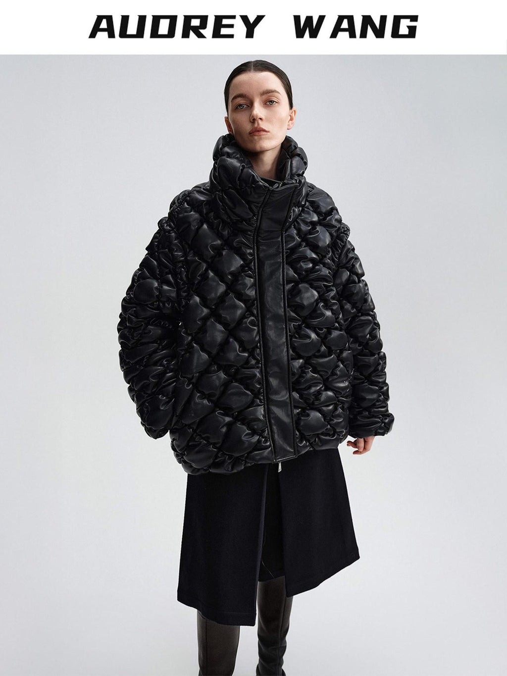 audreyyang 90 Percent Duck Down Thick Warm Casual Diamond Quilted Women Zipper Down Jackets