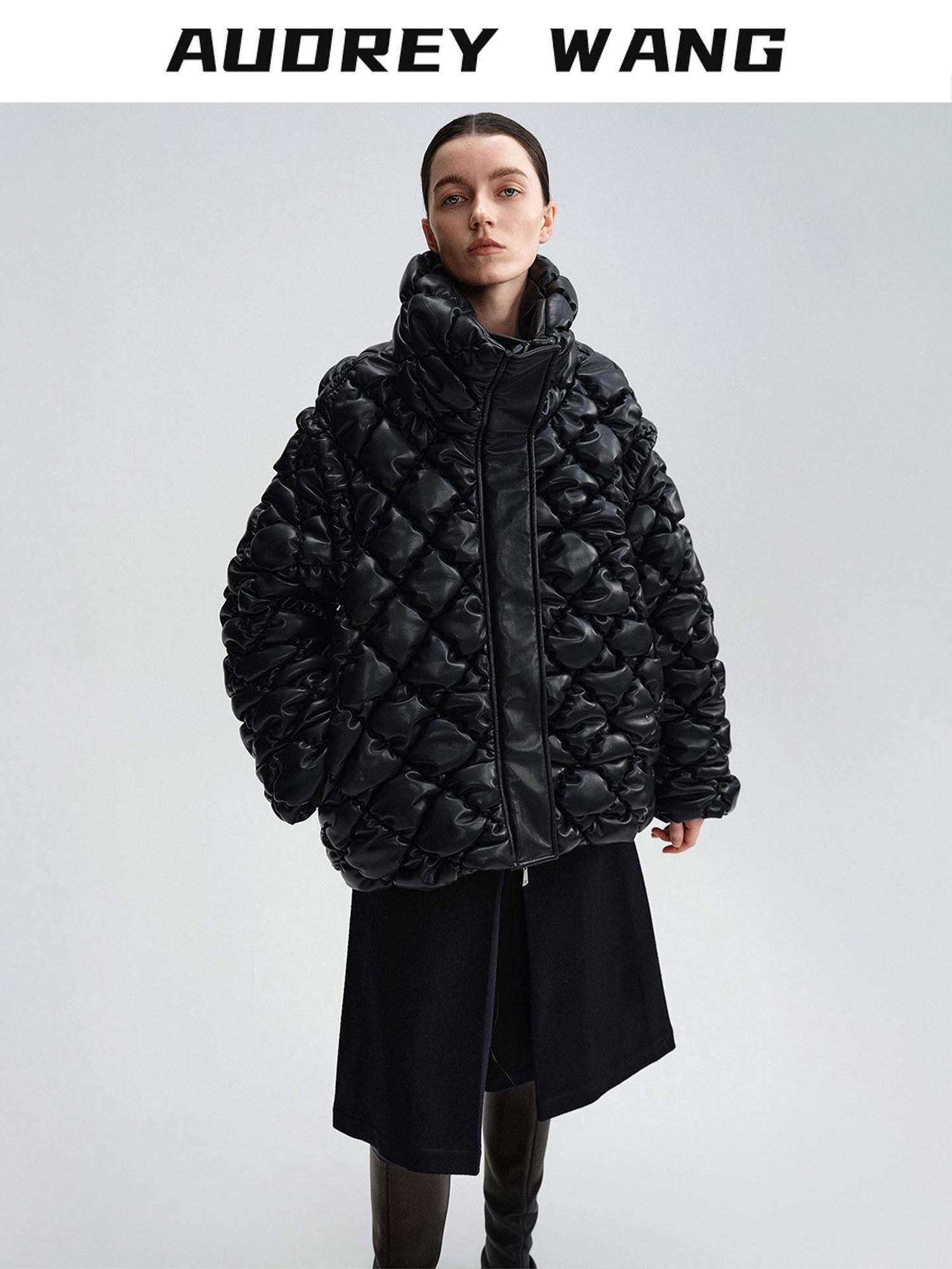 audreyyang 90 Percent Duck Down Thick Warm Casual Diamond Quilted Women Zipper Down Jackets