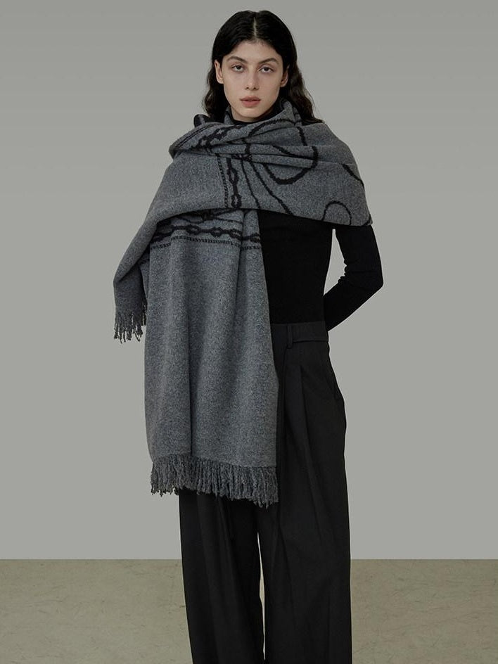 unspoken Cozy Double Sided Geometric Long Rectangular Warm Women Youth Polyester Scarves