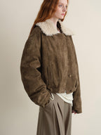 someonesometimes Pure Cotton Casual Loose Short Length Lapel Collar Zipper Women Cropped Jackets