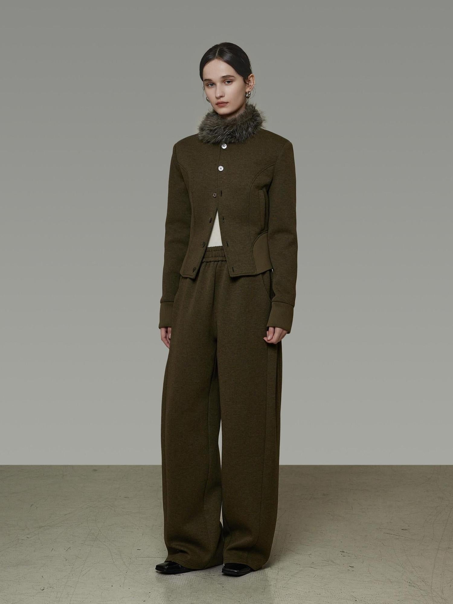 unspoken Breathable Cotton High Waist Minimal Office Heather Green Wide Leg Pants