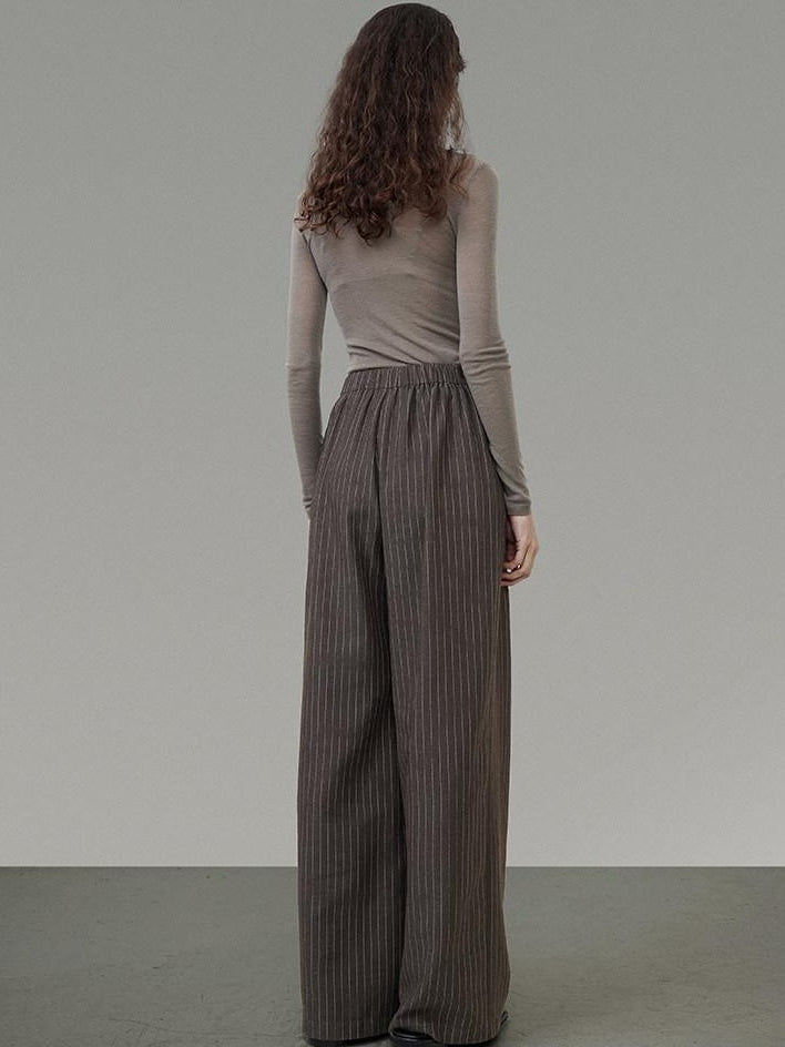 unspoken Minimalist V-neck Long Sleeve Tailored Brown Polyester Women Top & Pants Sets