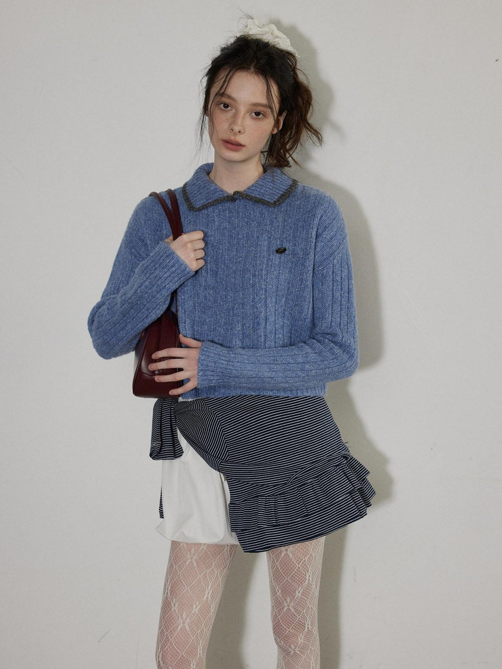 Lofi choose Comfortable Relaxed Fit Office Pullover Long Sleeve Knit Blue Green Sweaters