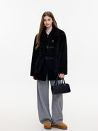 ikyou Padded Non Iron Pocket Toggle Korean Oversized Women Mid Length Black Long Coats