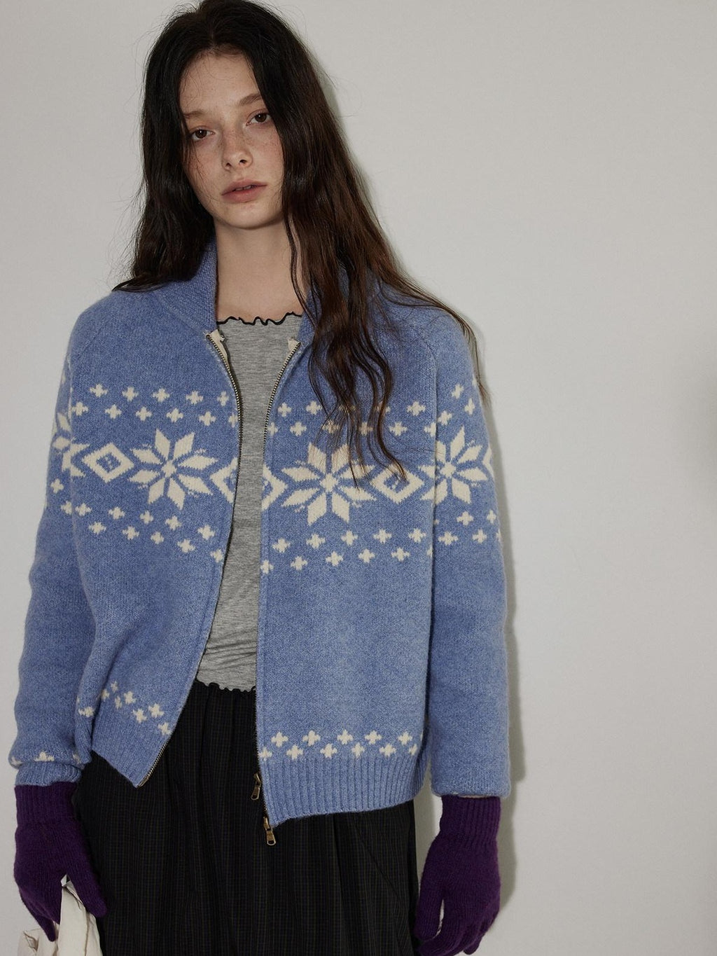 Lofi choose Cozy Thick Vintage Loose Zipper Women Acrylic Wool Cardigans