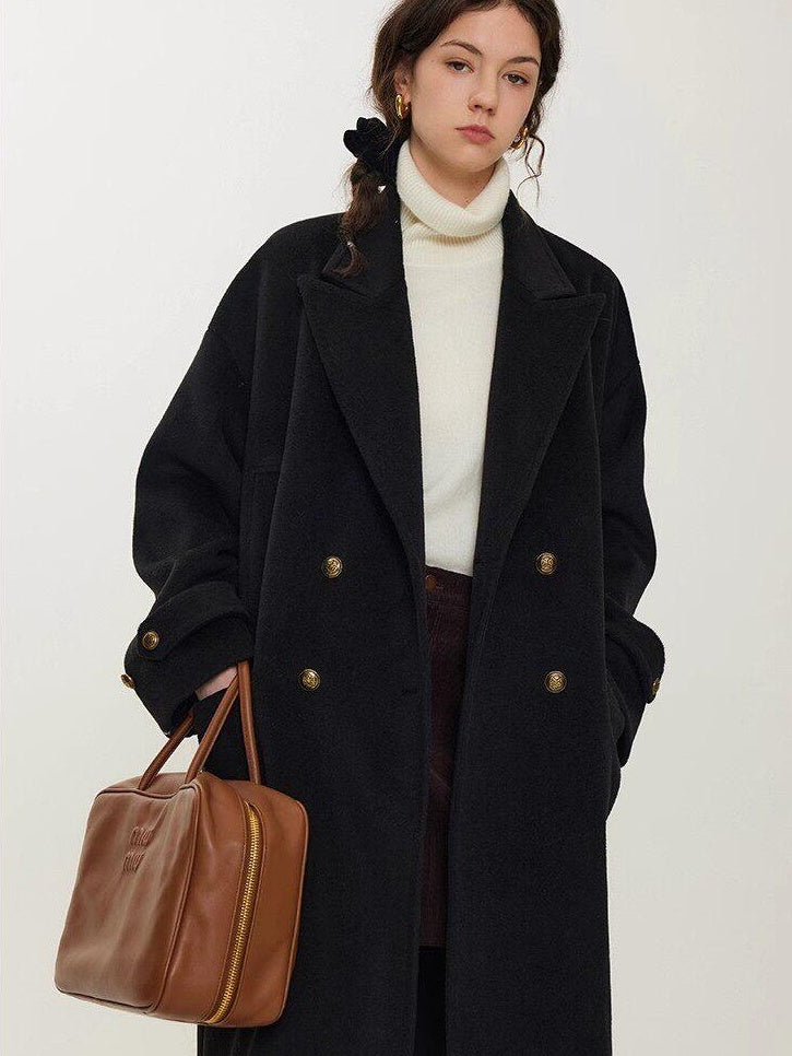 fano Minimalist Commuter Straight Fit Double Breasted Lapel Pocket Women Short Coat