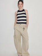 fano Soft Acrylic Lyocell Linen Blend Slim Fit Commuter Workwear Striped Camisoles