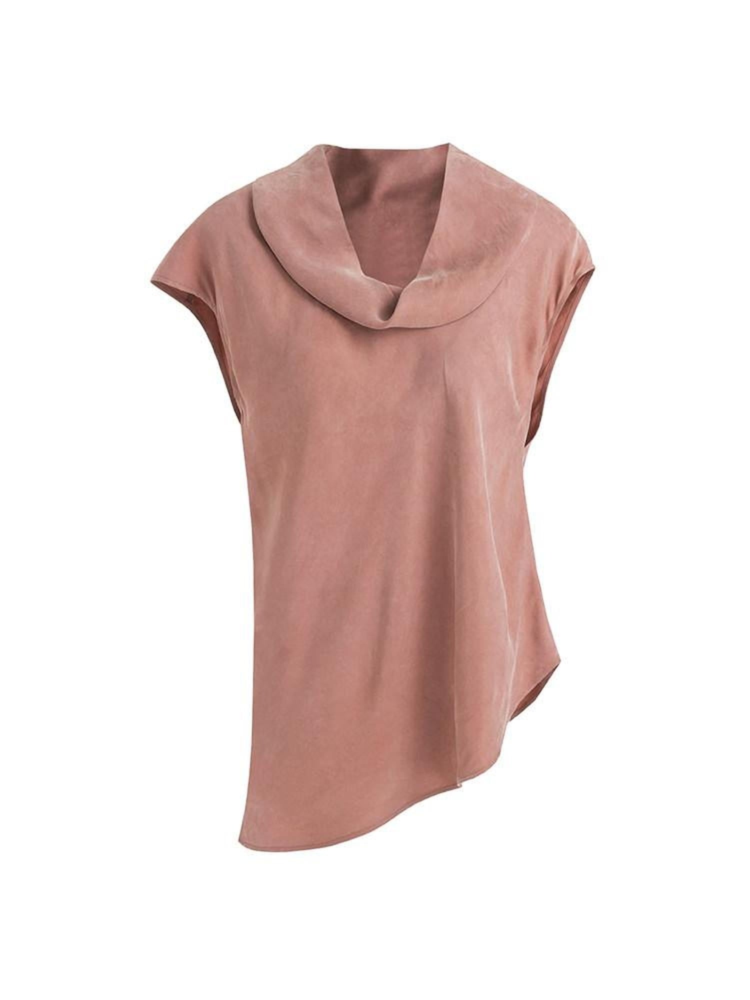 unspoken Eco Recycled Viscose Loose Fit Pullover Office Women Smoky Pink Casual Blouses