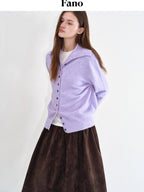 fano Recycled Fiber Loose Fit Casual High Neck Button Long Sleeve Women Cardigans