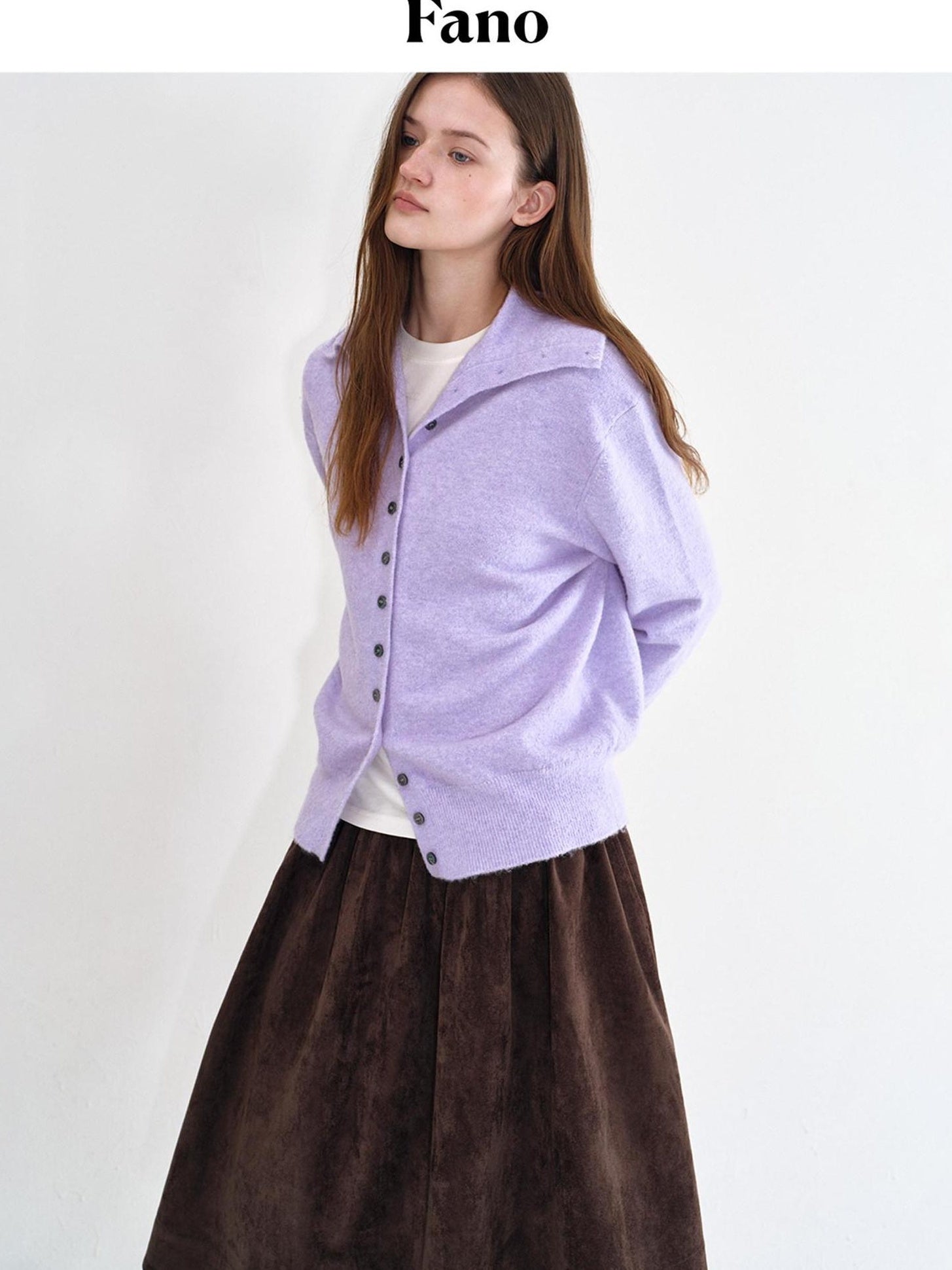 fano Recycled Fiber Loose Fit Casual High Neck Button Long Sleeve Women Cardigans