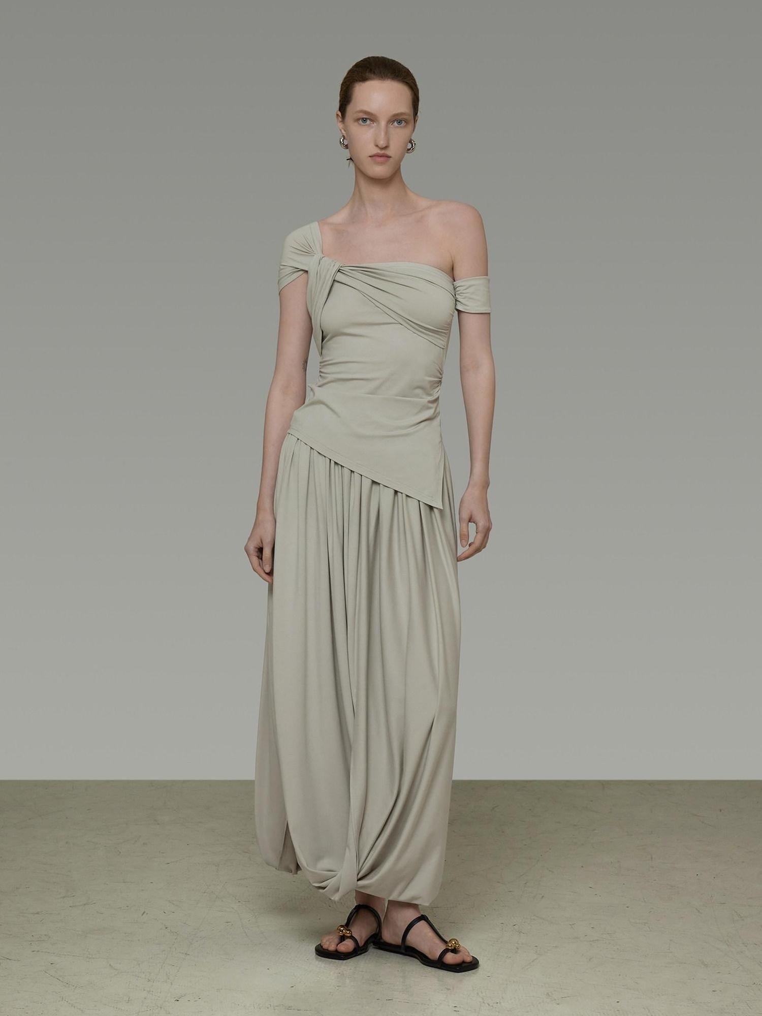 unspoken Minimalist Viscose Short Sleeve Two Piece Women Sage Green Top & Skirt Sets