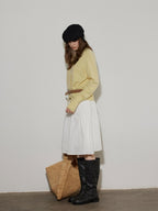 Lofi choose Button Front Knit Regular Fit Office Women Round Neck Yellow Charcoal Cardigans