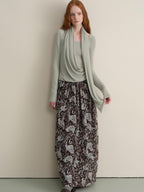 someonesometimes Lace Paisley Tie Mid Waist Relaxed H Line Casual Vacation Ladies Maxi Skirts