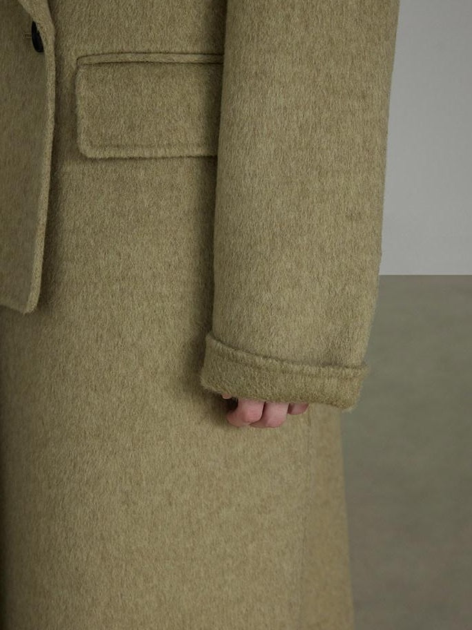 unspoken 70 Wool 30 Polyester Blend Minimalist Straight Double Breasted Blazer Wool Coats
