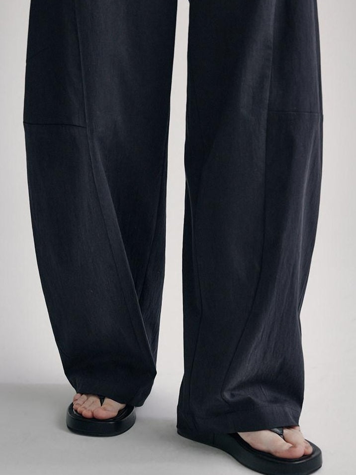 fano High Waist Sculpted Minimal Office Women Curved Pockets Rayon Wide Leg Pants