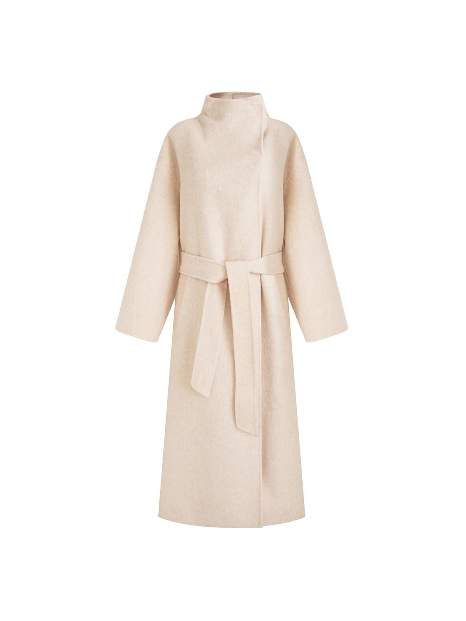 unspoken 100 Percent Wool Longline Thick Structured Relaxed Minimalist Blush Wool Coats