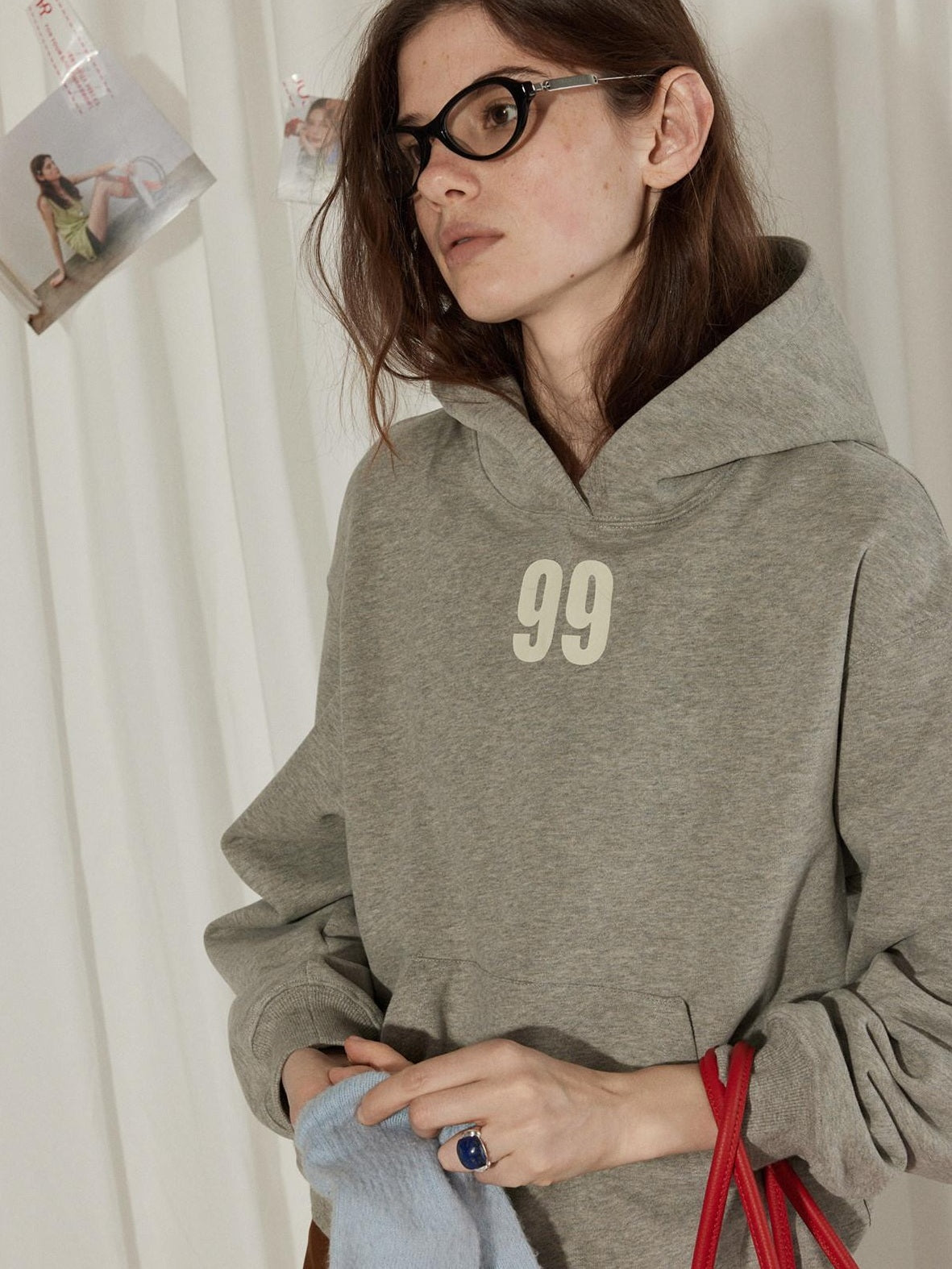 Lofi choose Loose Fit Oversized Hooded Long Sleeve Commuter Casual Purple Gray Hoodie