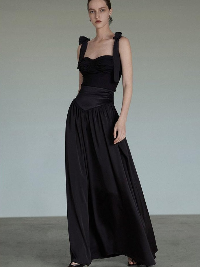 unspoken Sleek Slim Fit Spaghetti Strap Workwear Dress Women Solid Color Maxi Dresses