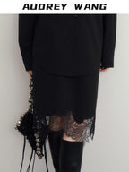 audreyyang Original Relaxed Collared Cardigan Long Sleeve Women Polyester Wool Blouses