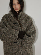 Lofi choose Heavy Wool Blend Relaxed Fit Stand Collar Midlength Commuter Toggle Wool Coats