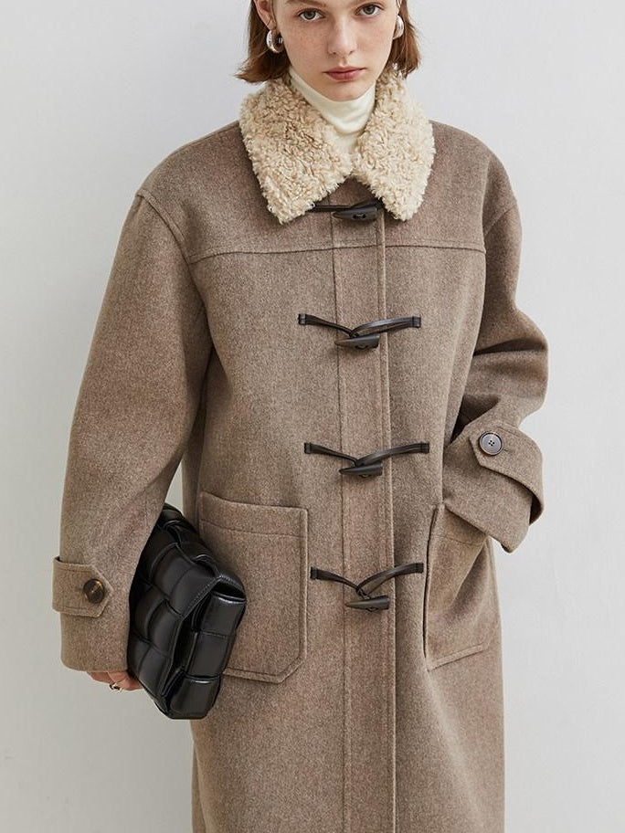 fano Warm Thick Mid Length Stand Collar Straight Commuter Young Women Wool Coats