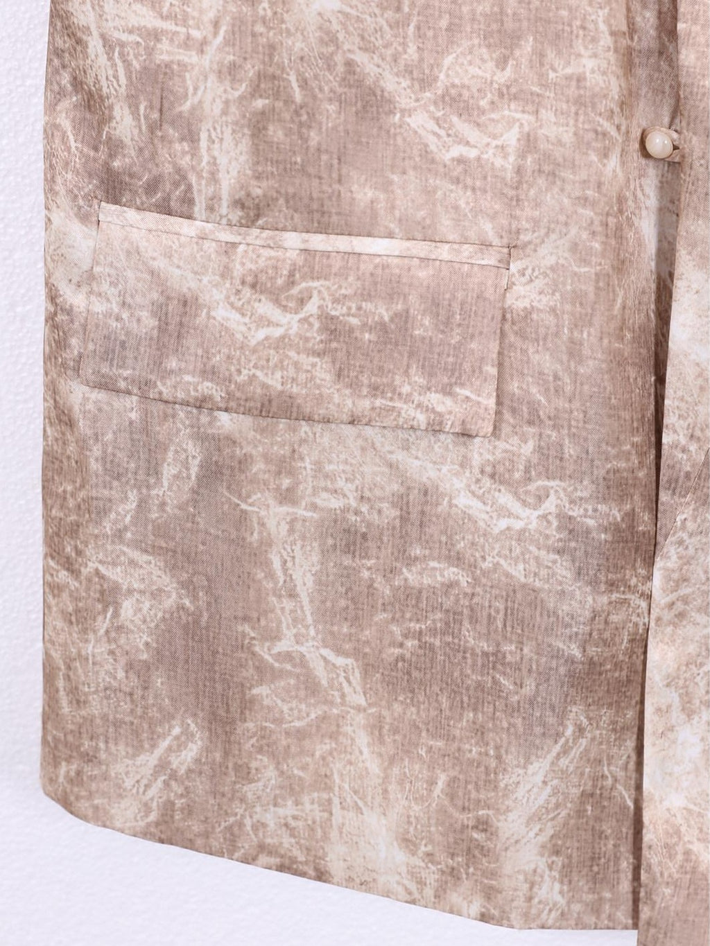 audreyyang Wrinkle Resistant Milk Tea Print Collarless Short Sleeve Loose Fit Blazers