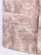 audreyyang Wrinkle Resistant Milk Tea Print Collarless Short Sleeve Loose Fit Blazers