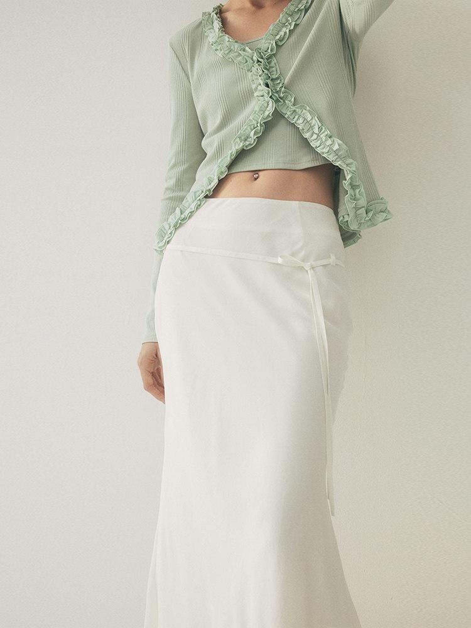 someone sometimes Soft Modal Tencel Minimal Office Double Fishtail Low Waist Women Maxi Skirts