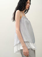 someone sometimes Original Design Ruffle Trim Loose Fit Lyocell Blend Women Solid Color Camisoles