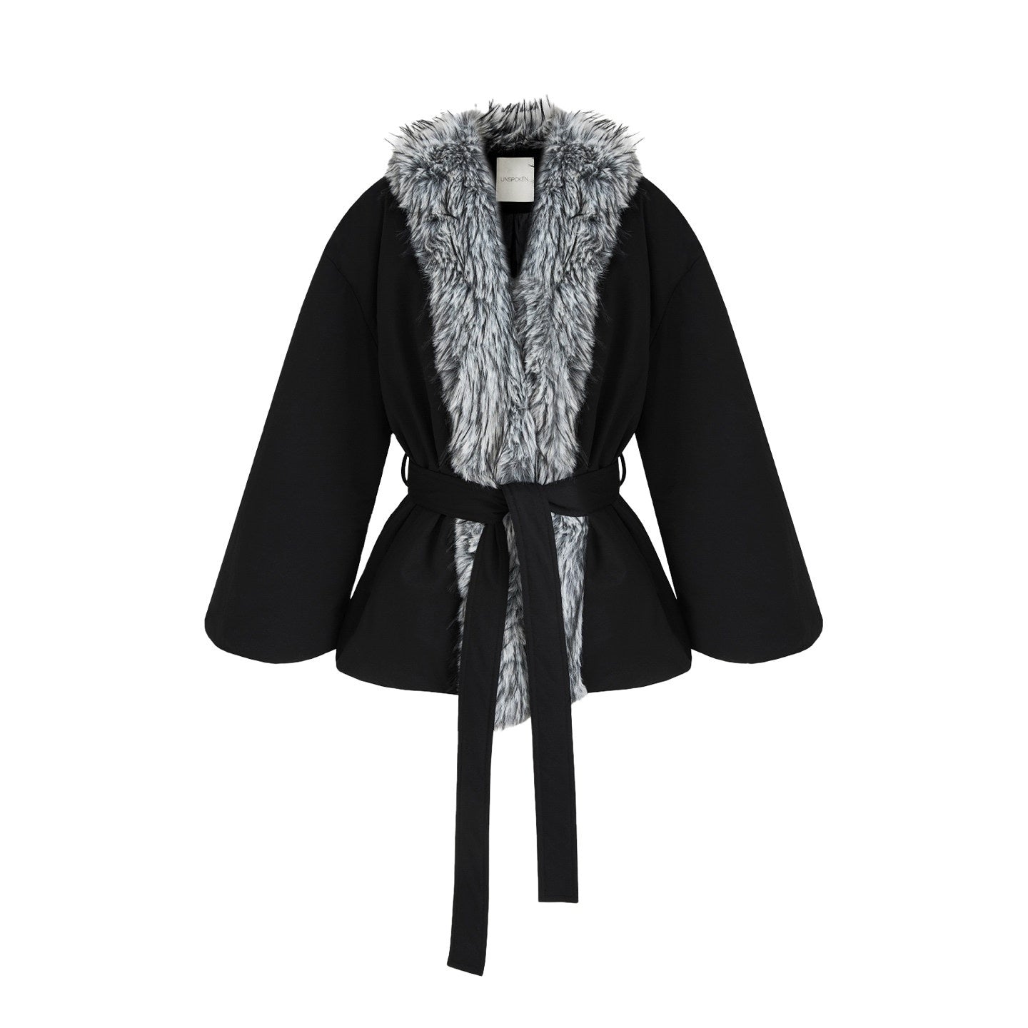 unspoken_Premium_Warm_90_White_Duck_Down_Loose_Lapel_Tie_Front_Women_Black_Down_Jackets_MISSTT