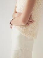 someone sometimes Fringe Detail Original Slim Fit Strappy Young Women Solid Cream Tank Tops