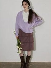 Lofi choose Soft Lightweight V-neck Loose Fit Commuter Office Knit Pullover Sweaters
