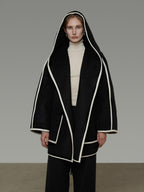 unspoken Premium Wool Alpaca Blend Straight Tailored Office Notch Lapel Black Wool Coats