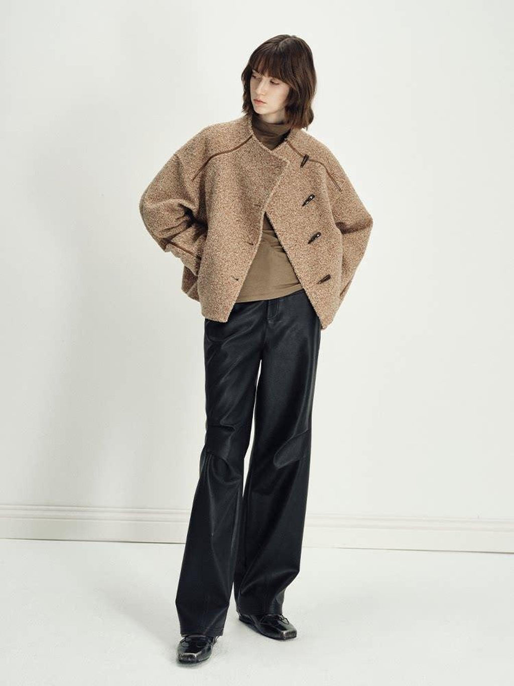someonesometimes Insulated Original Design Loose Fit Button Stand Collar Unisex Short Coat