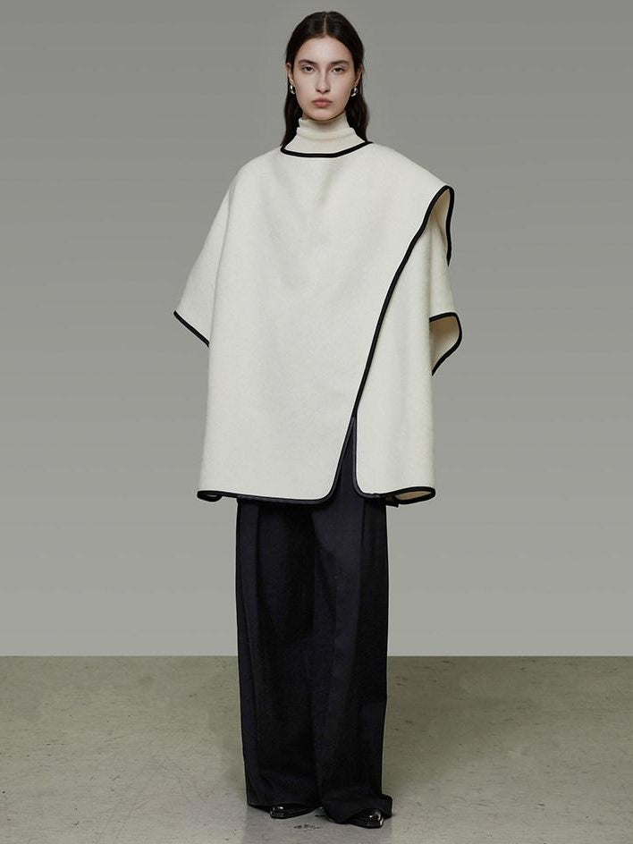 unspoken Premium Sheep Wool Blend 3D Tailored Loose Fit Commuter Women White Wool Coats