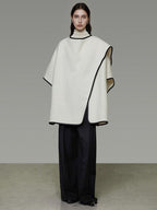 unspoken Premium Sheep Wool Blend 3D Tailored Loose Fit Commuter Women White Wool Coats