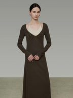 unspoken Breathable Viscose Halter High Waist A Line Knit Office Women Maxi Dresses