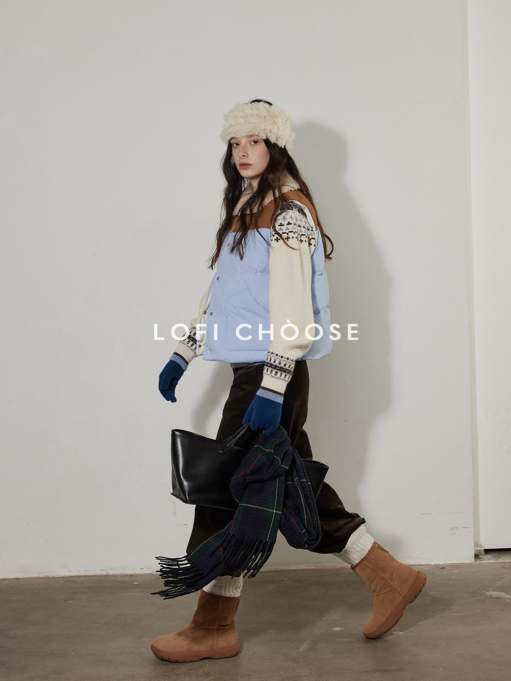 Lofi choose 90% White Duck Down Thick Patchwork Colorblock Commuter Women Puffer Vests